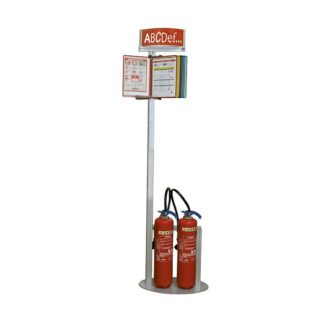 117719 - BORNE SECURITE Extincteur avec 1 docaflex 10 poches a4 et 1 bandeau bombé H 2143 mm